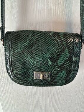 Talbots Black Snake-Embossed Crossbody Bag